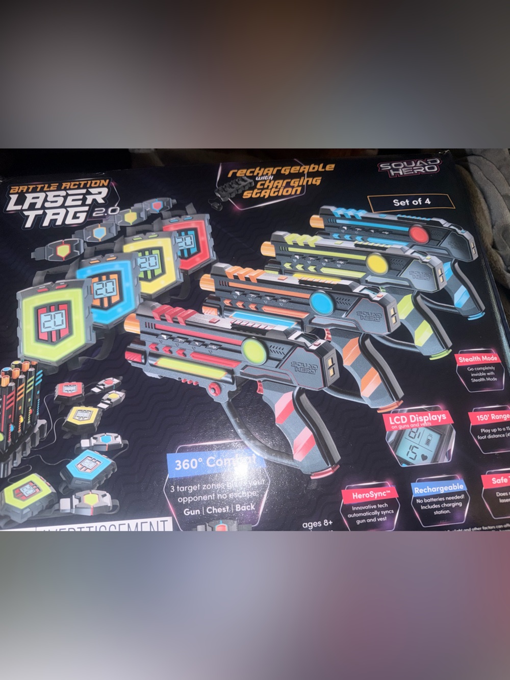 Squad Hero Rechargeable Laser Tag 360° Sensors + LCDs - Medium, Multicolor